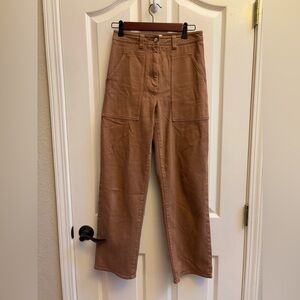 Wilfred Aritzia free ryley brown wide leg pant big pocket sz 4